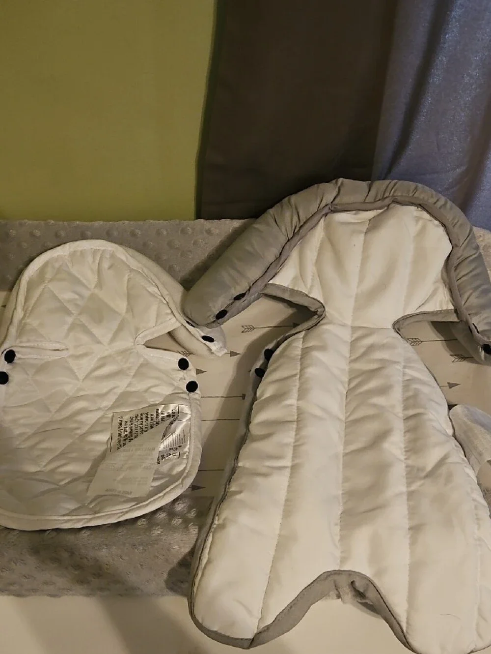 Baby Pillows in Gray & White - Head/neck Support Infant Carseat Lounger Inserts